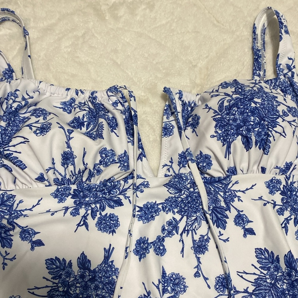 ✨NWT✨ BERLOOK FLORAL DRAWSTRING RUCHED ONE-PIECE SWIMSUIT SZ XL - Picture 6 of 8